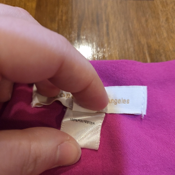 Monteau Vibrant Pink Midi Dress with cap flowy sleeves size Large cottegecore An - Picture 7 of 8